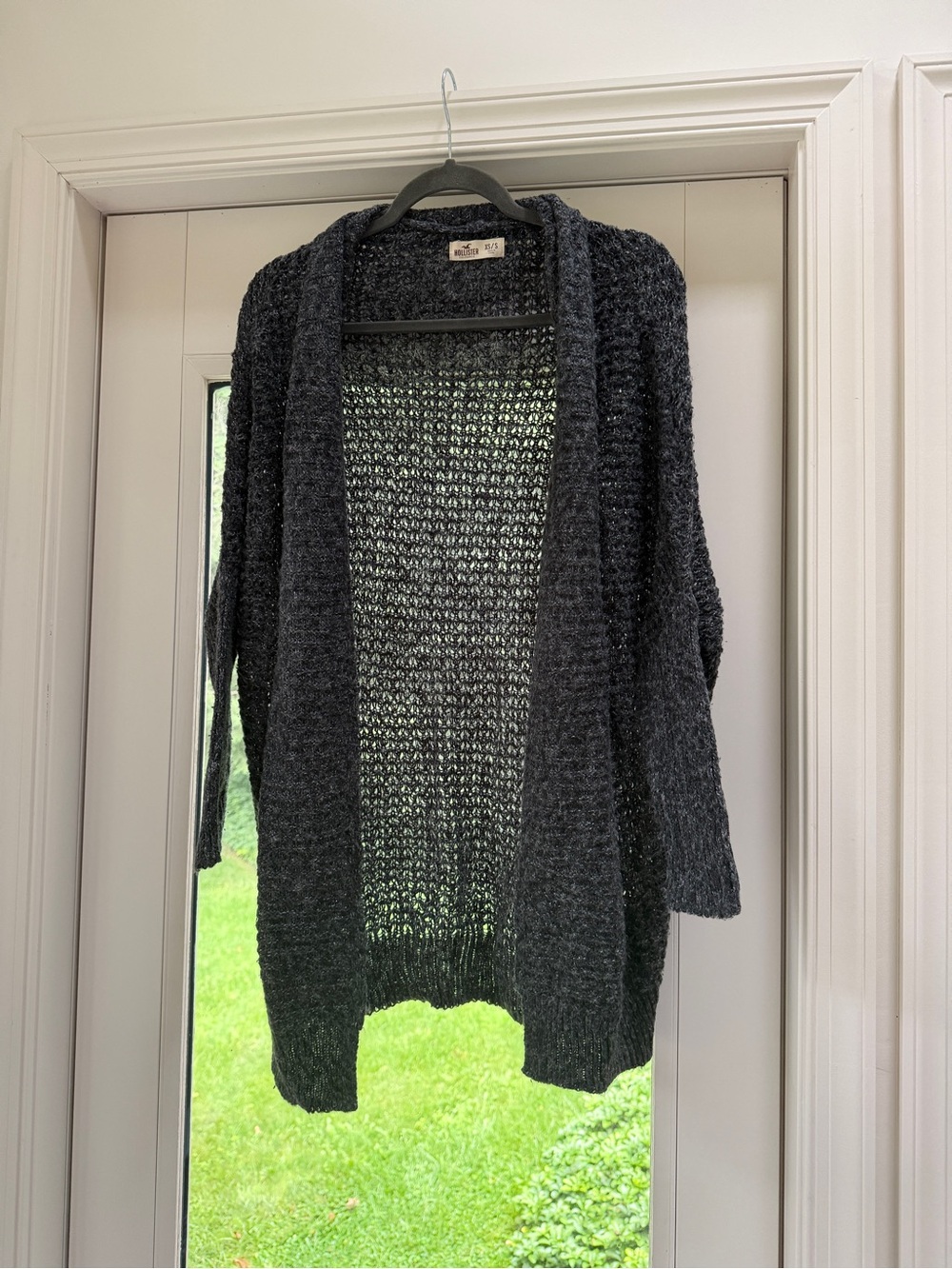 Hollister Dark Charcoal Open-Front Knit Cardigan
